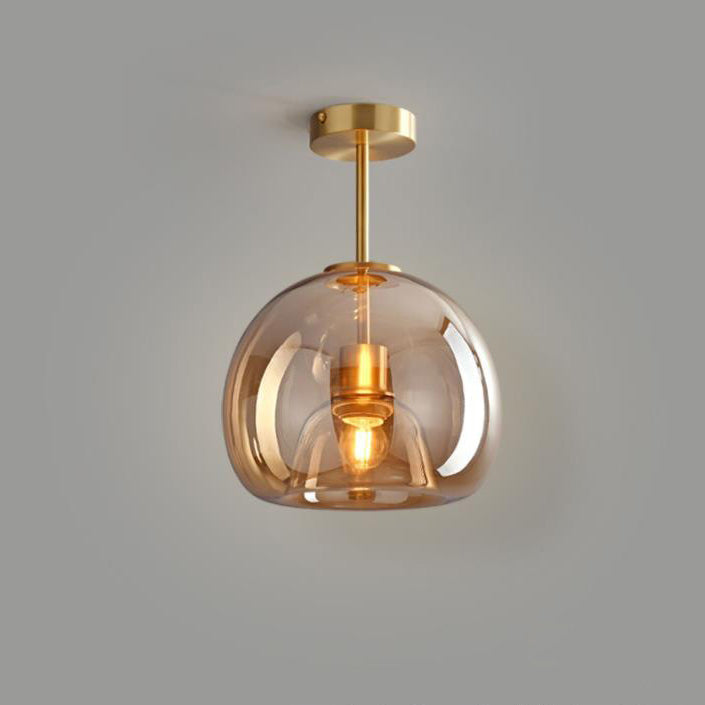 Nordic Round Glass Semi Flush Ceiling Light
