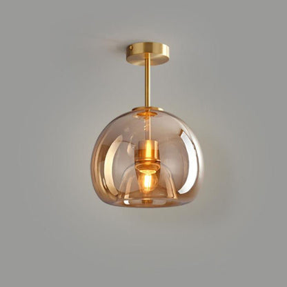 Nordic Round Glass Semi Flush Ceiling Light