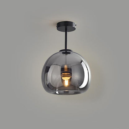Nordic Round Glass Semi Flush Ceiling Light
