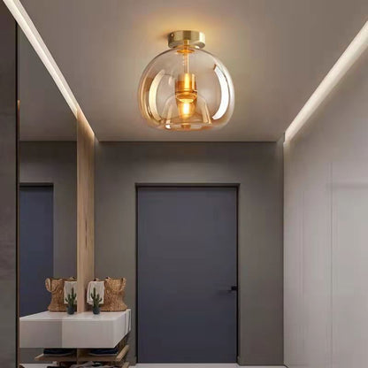 Nordic Round Glass Semi Flush Ceiling Light