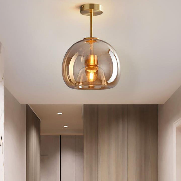 Nordic Round Glass Semi Flush Ceiling Light