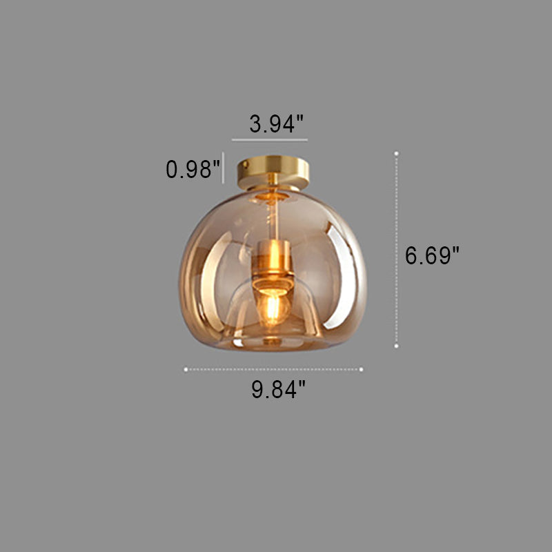 Nordic Round Glass Semi Flush Ceiling Light