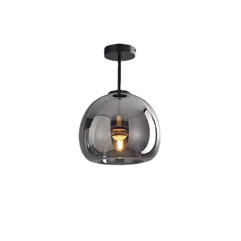 Nordic Round Glass Semi Flush Ceiling Light