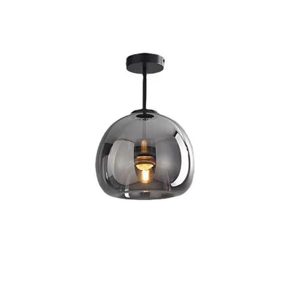 Nordic Round Glass Semi Flush Ceiling Light