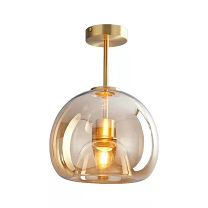 Nordic Round Glass Semi Flush Ceiling Light