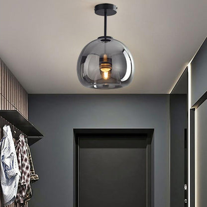 Nordic Round Glass Semi Flush Ceiling Light