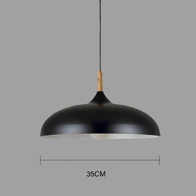 Nordic Style Oak Ceiling Light with E27 LED and Adjustable Hanging Cord