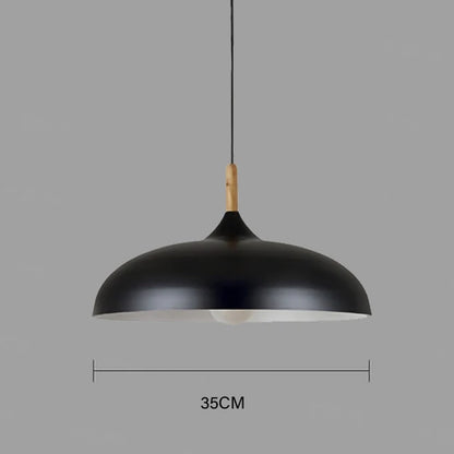 Nordic Style Oak Ceiling Light with E27 LED and Adjustable Hanging Cord