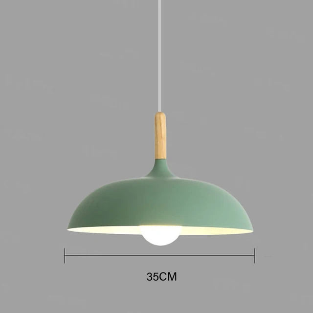 Nordic Style Oak Ceiling Light with E27 LED and Adjustable Hanging Cord