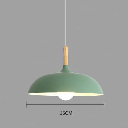 Nordic Style Oak Ceiling Light with E27 LED and Adjustable Hanging Cord