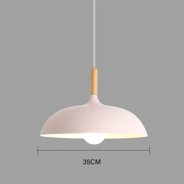 Nordic Style Oak Ceiling Light with E27 LED and Adjustable Hanging Cord