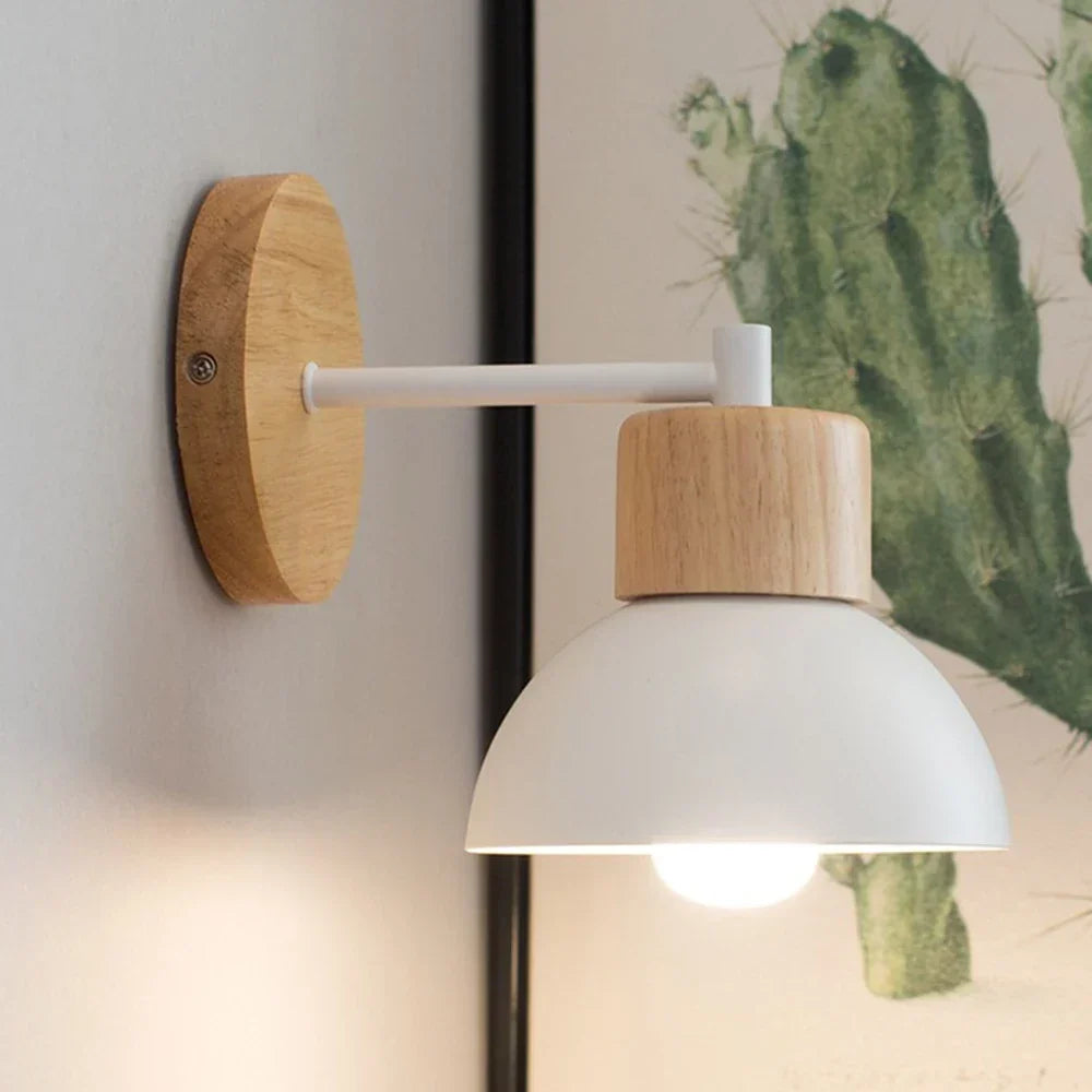 Nordic Wood and Metal E27 Wall Lamp
