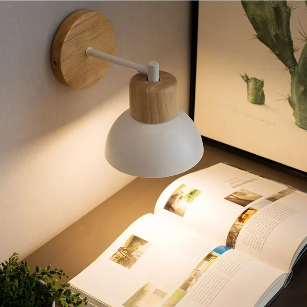 Nordic Wood and Metal E27 Wall Lamp