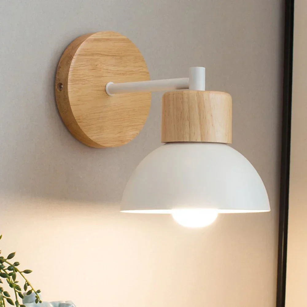 Nordic Wood and Metal E27 Wall Lamp