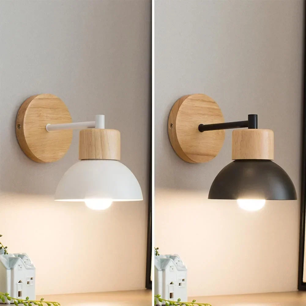 Nordic Wood and Metal E27 Wall Lamp