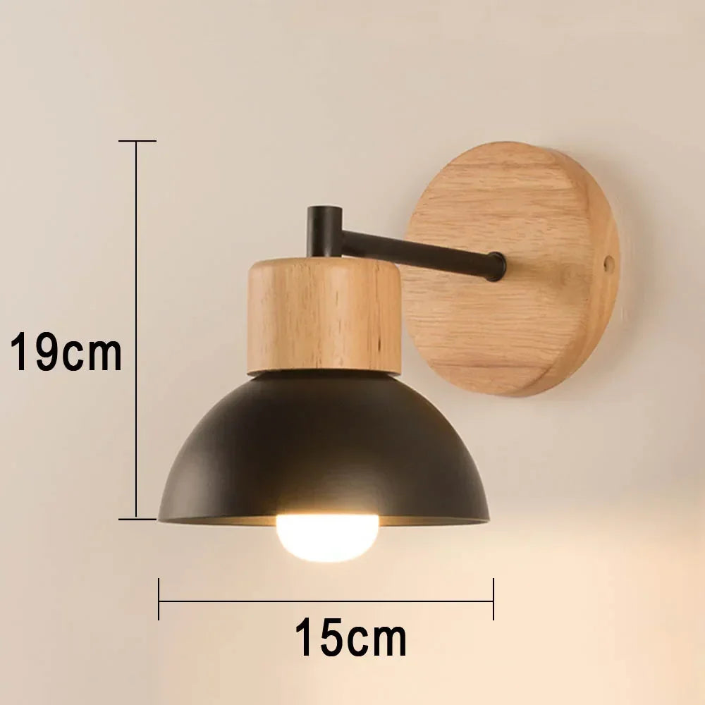 Nordic Wood and Metal E27 Wall Lamp