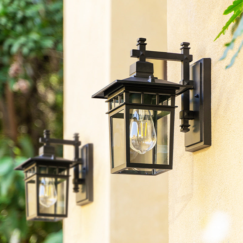 Outdoor Aluminium Lantern Wall Light with E27 Bulb Base