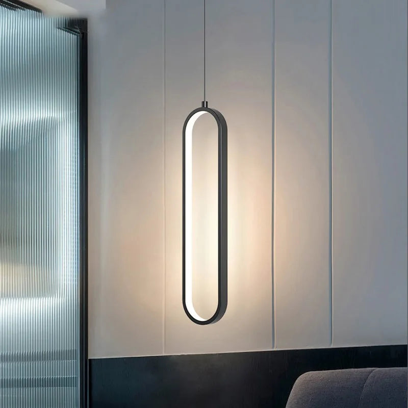 Oval LED Pendant Light in Black or Gold