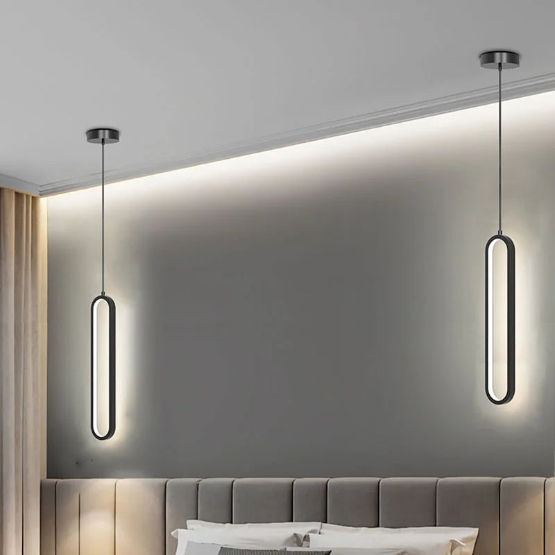 Oval LED Pendant Light in Black or Gold