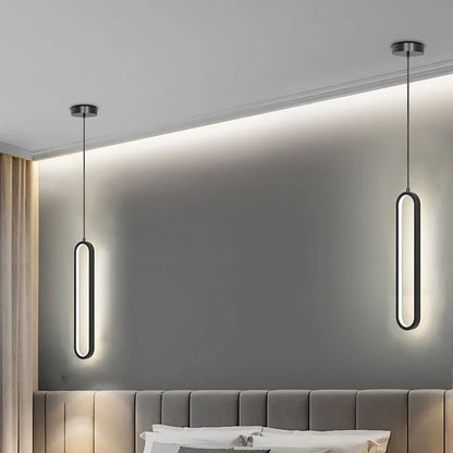Oval LED Pendant Light in Black or Gold