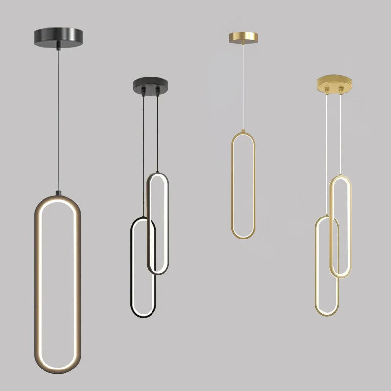 Oval LED Pendant Light in Black or Gold
