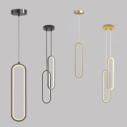Oval LED Pendant Light in Black or Gold