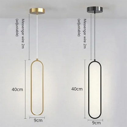 Oval LED Pendant Light in Black or Gold