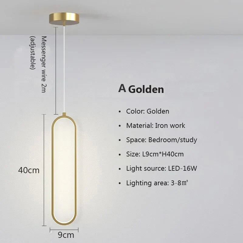 Oval LED Pendant Light in Black or Gold