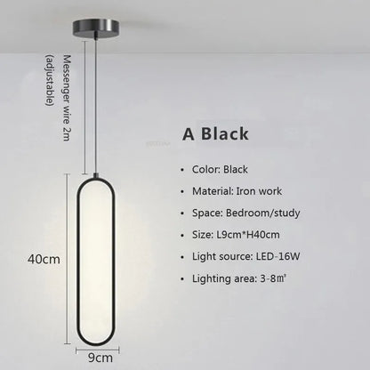 Oval LED Pendant Light in Black or Gold