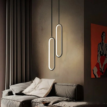 Oval LED Pendant Light in Black or Gold