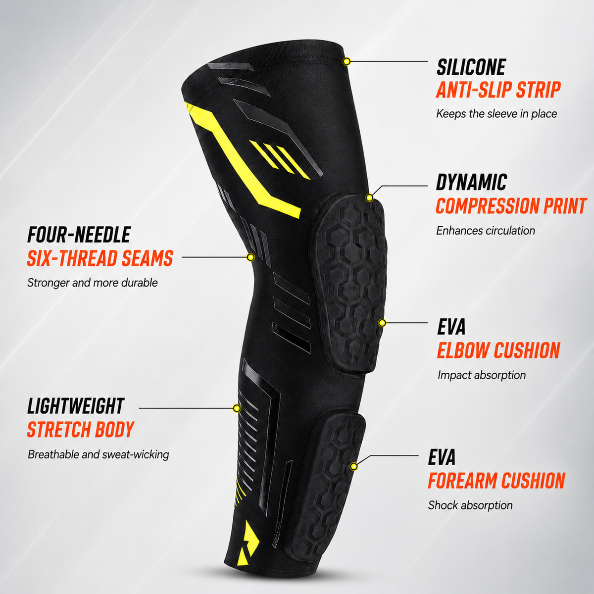 Padded Compression Elbow Sleeve with Polyester and Spandex