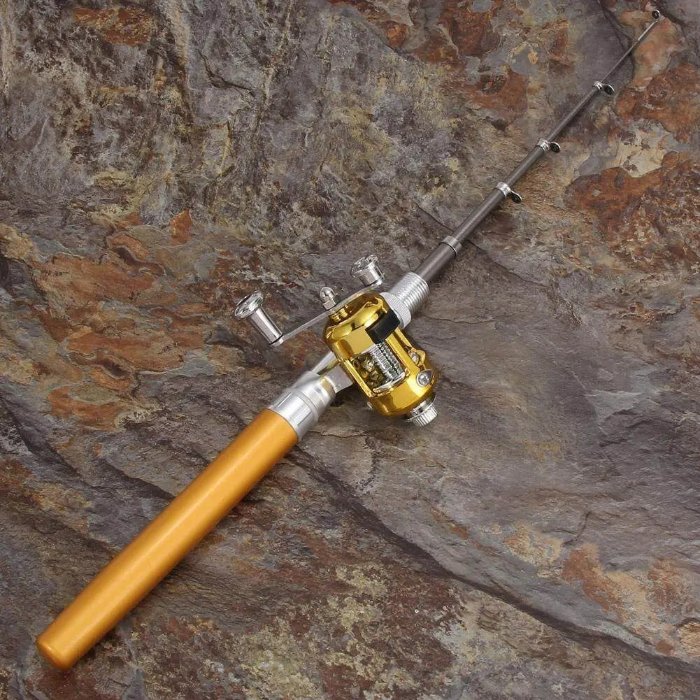 Pocket Fishing Rod with Compact Spinning Reel and Adjustable Handle