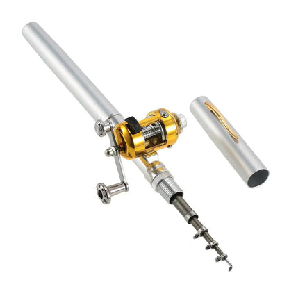 Pocket Fishing Rod with Compact Spinning Reel and Adjustable Handle