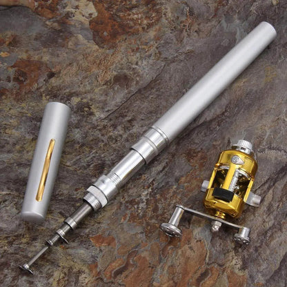 Pocket Fishing Rod with Compact Spinning Reel and Adjustable Handle