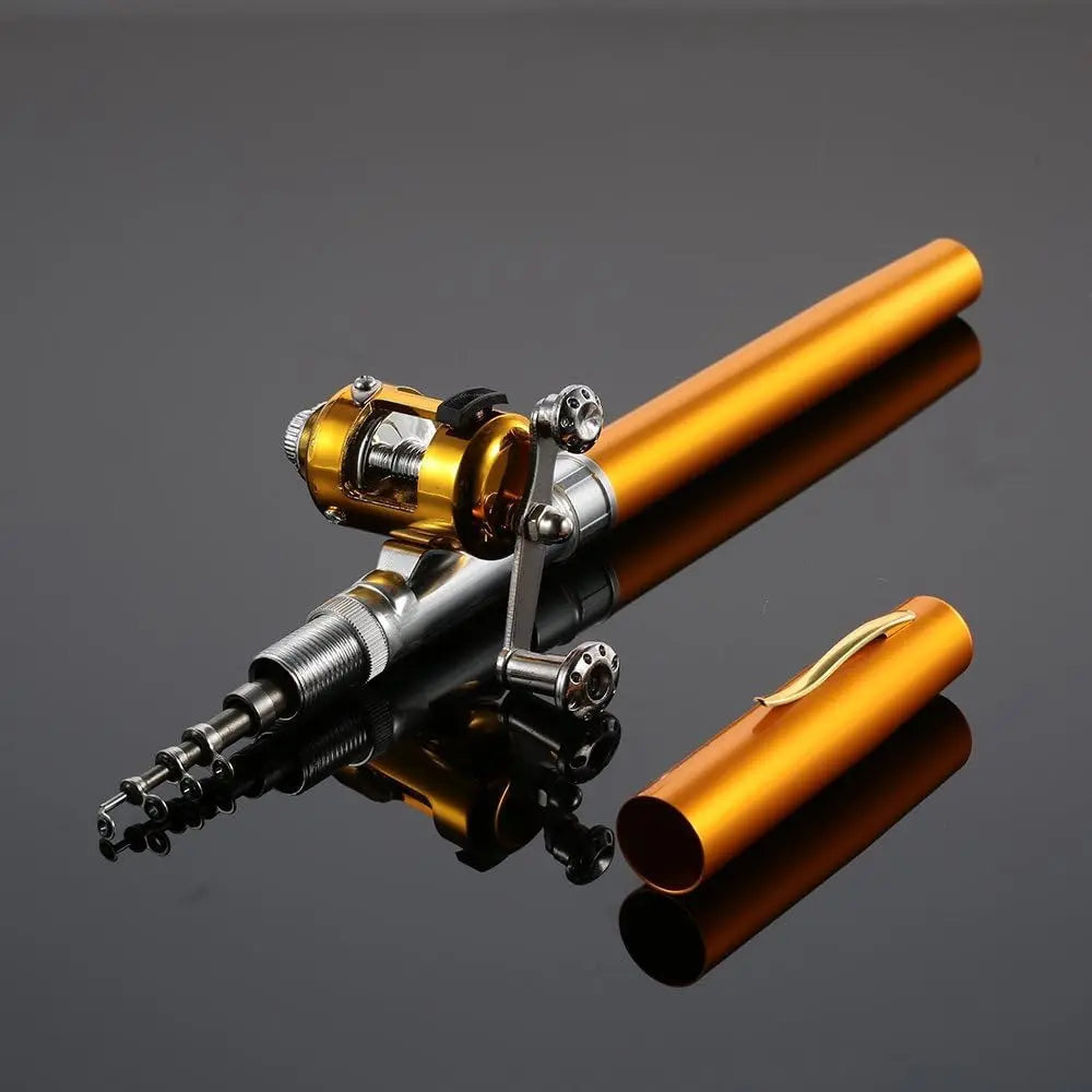 Pocket Fishing Rod with Compact Spinning Reel and Adjustable Handle