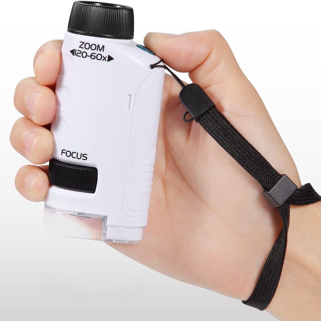 Pocket Microscope for Kids with 60–120x Magnification and LED Light