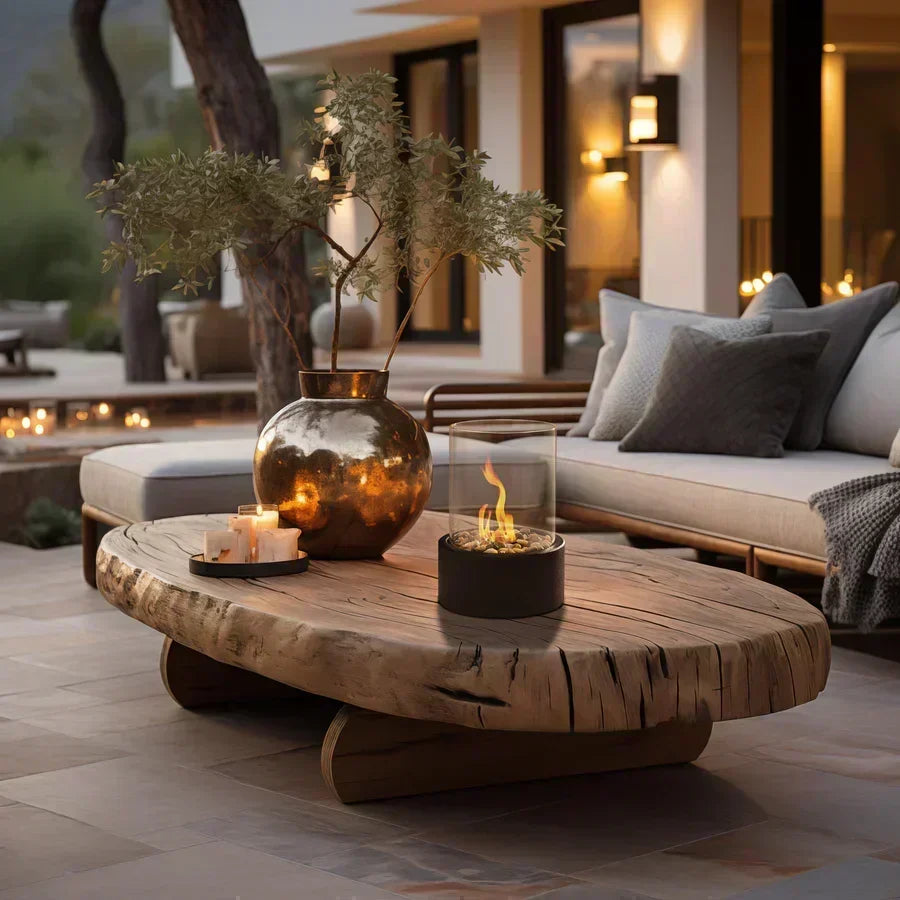 Portable Bio-Ethanol Table Fireplace with Smokeless Real Flame and Glass Shield