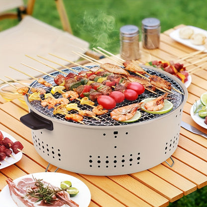 Portable Electric Grill with Low-Smoke Cooking and Removable Grill Components