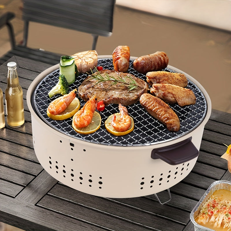 Portable Electric Grill with Low-Smoke Cooking and Removable Grill Components