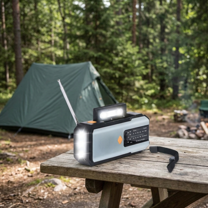 Portable Emergency Hand Crank Radio with Solar Charging LED Flashlight