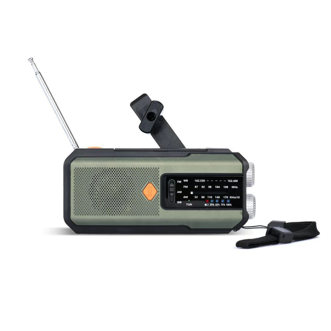 Portable Emergency Hand Crank Radio with Solar Charging LED Flashlight