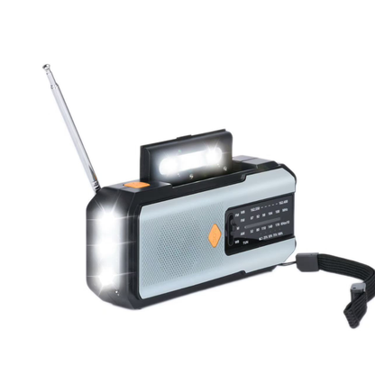 Portable Emergency Hand Crank Radio with Solar Charging LED Flashlight