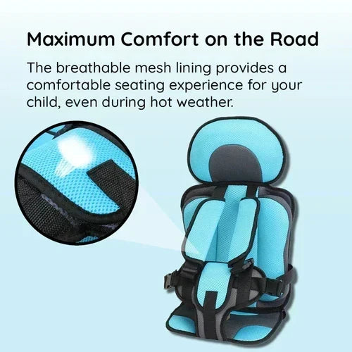 Portable Foldable Child Car Booster Seat with 5-Point Harness