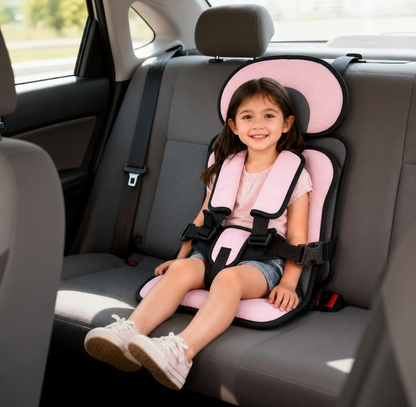 Portable Foldable Child Car Booster Seat with 5-Point Harness