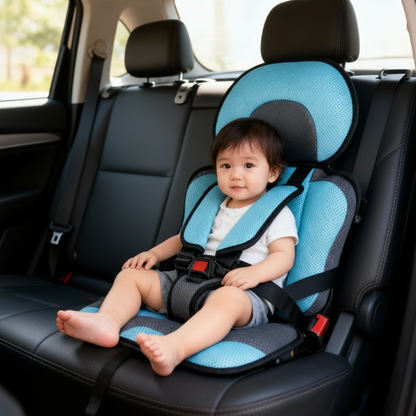 Portable Foldable Child Car Booster Seat with 5-Point Harness