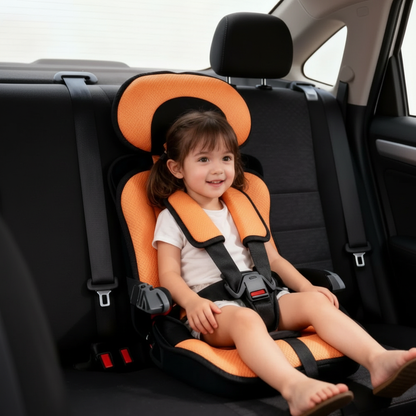 Portable Foldable Child Car Booster Seat with 5-Point Harness
