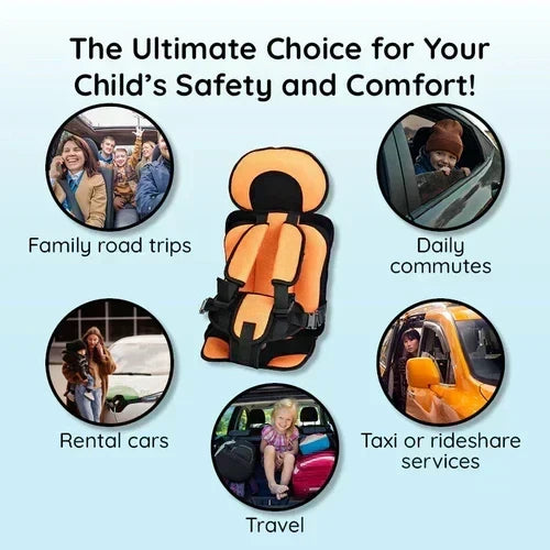 Portable Foldable Child Car Booster Seat with 5-Point Harness