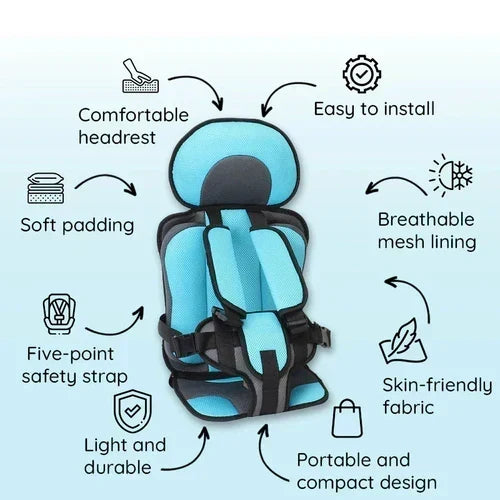Portable Foldable Child Car Booster Seat with 5-Point Harness