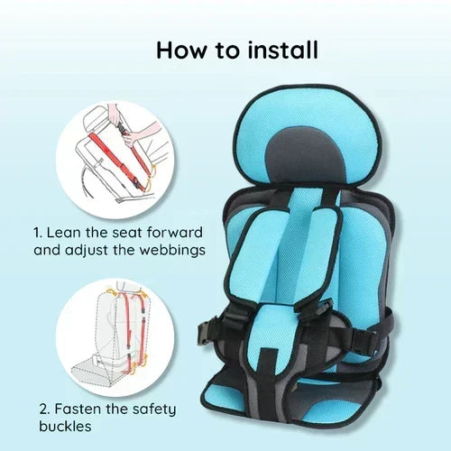 Portable Foldable Child Car Booster Seat with 5-Point Harness