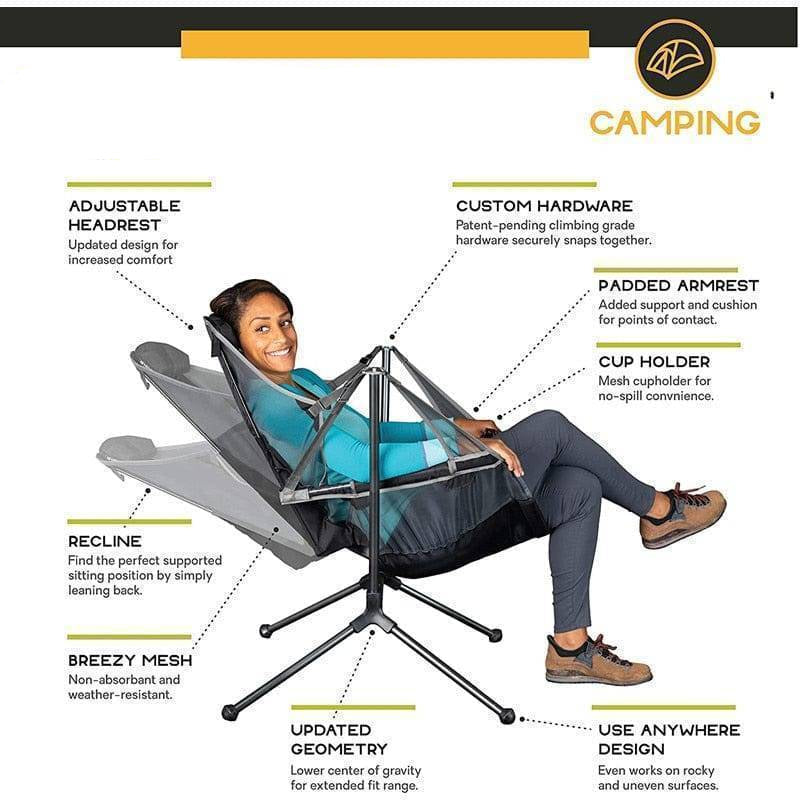Portable Folding Outdoor Rocking Chair with Pillow